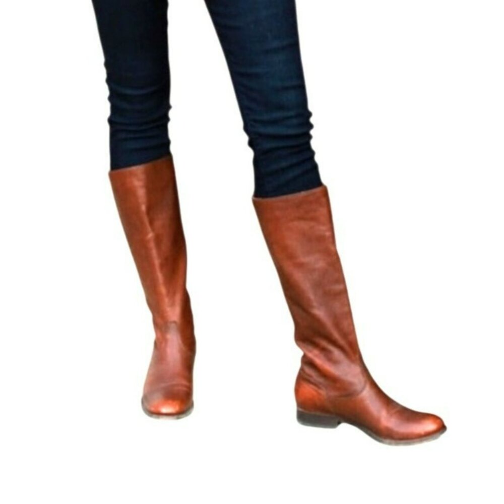 Frye Melissa Button Back Zip Extended Calf Knee High Leather Riding Boots Womens
